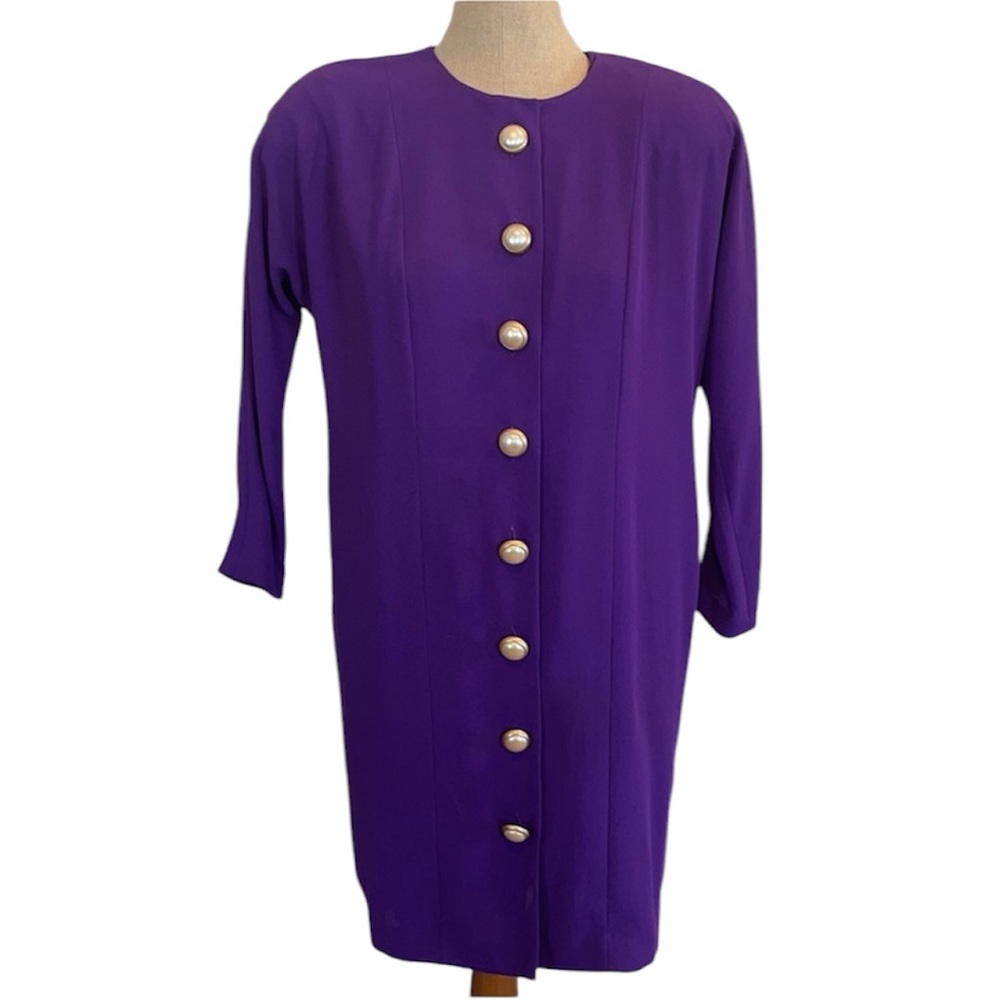 Vintage Ms Chaus Petite secretary dress purple long sleeves women’s size 6